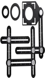 Multi -vinkelmätning av linjalfördragare Justerbara 6Sides Ruler Floor Tile Hole Locator Glass Woodworking Universal Puncher Whole5275187