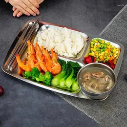 Teller 304 Stahlstahl Portion Control Plate Geteilte Fachschale für Abendessen und Business Kitchen -Nutzung geeignet