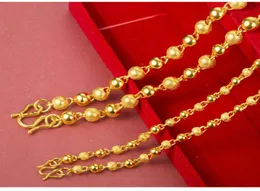 6mm8mm Frosted Smooth Beads Chain 18k Yellow Gold Filled Hip Hop Mens Necklace Collar2062886