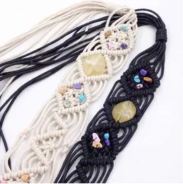 Waist Chain Belts Womens belt weaving style womens tassel tie decoration waist chain bohemian girl waist thin rope belt dress accessories Y240329