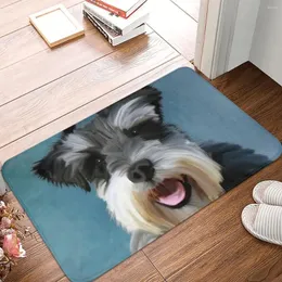 Carpets Animal Bedroom Mat Miniature Schnauzer Dog Water Color Art Painting Rug Home Doormat Kitchen Carpet Decor