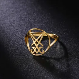 Bröllopsringar Skyrim Sigil från Lucifer Ring rostfritt stålfingerringar Tätning av Satan Satanic Leviathan Cross Amulet Jewelry for Women Men