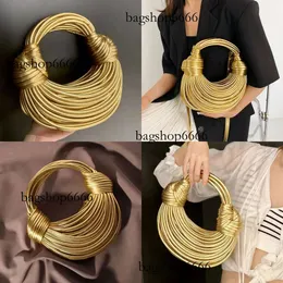 Bags Evening Handbags For Women 2023 Gold Designer Brand Handwoven Noodle Rope Knotted Pulled Hobo Sier Clutch Chic 231018 Original Edition