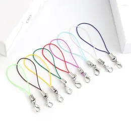Keychains 20pcs/lot Colorful Phone Lanyard Polyester Mobile Strap Cord With Lobster Clasp For DIY Lanyards Keychain Chain Craft Findings