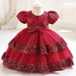 Платья для девочек маленькое платье принцессы с блестками луки в стиле коротки