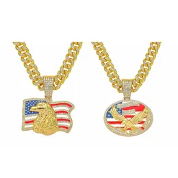 Trump 2024 Campaign Alloy Necklace U.S. National Flag Eagle Diamond Pendant