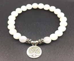 SN1334 Bracciale femminile di alta qualità Bracciale naturale Moonstone Tree of Life Charm Bracciale Meditativo Yogi Balance Braccialette9199386