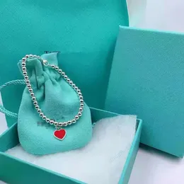 S925 Silver Tiffanyjewelry Heart Necklace Heart Emamel Blue Heart Love Bead Fashion Armband Halsband Armband 16-19cm Justerbar 310