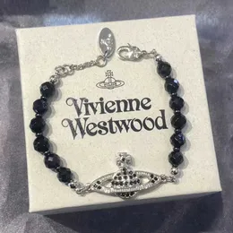 Designer High Version Westwood New Black Agate Diamond Saturn Bracelet Frasnable Hade Womens Edition Datic