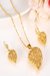 Hjärta hängsmycken sätter klassiska halsband örhängen set 24k massiv gul fin guld gf arab afrika bröllop brud039s dowry3911489