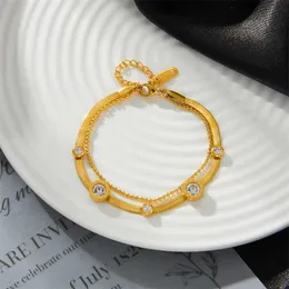 Bangle 316L из нержавеющей стали Новая мода Высокие ювелирные украшения 2 слой бисера циркона римские цифры.