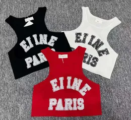 Womens Tanks Correct Letter Women 3 Color Sleeveless Letter Pattern Sequin Oneck Crop Tops Fashion Casual Summer Vest 354354