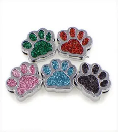 Flera val 50st 8mm Catdog Footprint Paw Bone Slide Charms Fit 8mm Pet Collar DIY Halsband Armband Keychains69365224494438