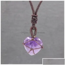 Anhänger Halskette DIY Heart Halskette für Kinder Mädchen Geburtsstein Opal Pulver Kristall Frauen Schmuck Drop Lieferung Anhänger Dhism Dhlqr