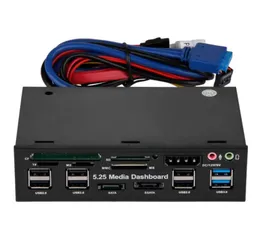 Çok faaliyetli 525 inç medya gösterge paneli okuyucusu usb 20 usb 30 20 pin esata sata ön panel8494540