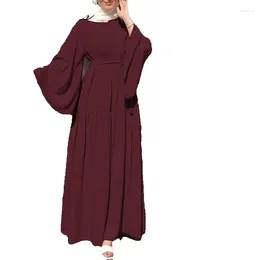 민족 의류 2024 패션 레저 플레어 슬리브 벨트 긴 드레스 무슬림 드레스 여성 터키어 아바야스 로브 폴 emme musulmane