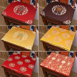 Custom Thick 4cm Sofa Armchair Dining Chair Pads Seat Cushions Chinese Style New year Silk brocade Jacquard Anti-slip Zipper Sit Mats H 219A