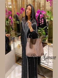 Etnisk kläder Summer Chiffon African Abaya Dress Water Diamond Hooded Muslim Cloak Women's Maxi Dubai Open Large Formal