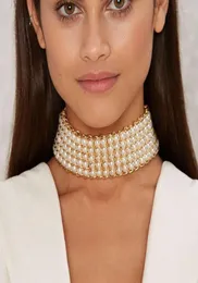 チョーカーMaxi Collar Multi Layer Pearl Jewelry Big Brand Statement Choker Necklace Women Vintage Chain Link Necklacechokers Sidn221279230