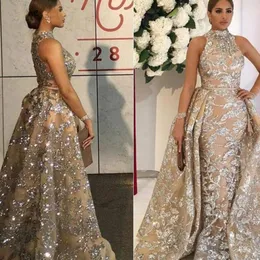 SexyLuxury Evening Dress Long Sparkly Glitter Sequin с съемным поездом Saudi Arabic Formal Plate Gown vestidos de fiesta noch4802235