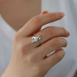 Wedding Rings Skyrim Four Pointed Star Ring Stainless Steel Boho Minimalist Band Rings Fashion Kpop Jewelry Birthday Gift for Lover Friends