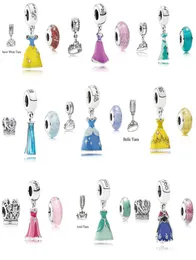 9 مجموعات Princess Party Dress Crown Murano Glass Charms Beads 925 Sterling Silver Jewelry Pendants for charms diy 3pcs4485324