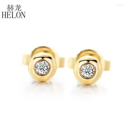 أقراط مسمار Helon Si/H 0.05ct الكامل الماس الطبيعي الصلبة 14K أصفر/روز/الذهب الأبيض للنساء المجوهرات الفاخرة الفريدة العصرية