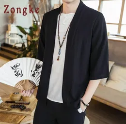 Zongke Kimono 카디건 코트 일본 기모노 남자 재킷 스트리트웨어 옷 남성 기모노 재킷 남자 힙합 바람막이 2020 스프링 T9624590