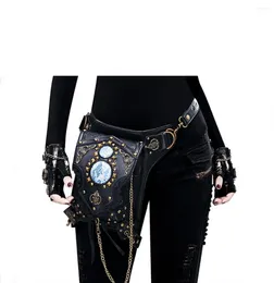 Midjespåsar Szblaze Steampunk Bag Women Messenger Shoulder Gothic Fanny Pack Leg Arm Chain för Daily Travel Cosplay