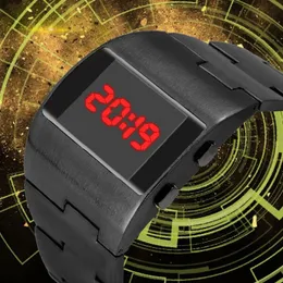 Zegarek na rękę fajne modne zegarki stalowe dla mężczyzn Kreatywne monochromatyczne cyfrowe elektroniczne zegarek Casual Stainlesle Dial 300J