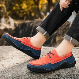 Casual Shoes Męski trend sprężyny Mieszane kolory okrągłe głowę koronki w górę mokasyny Duże lekkie trampki bez poślizgu