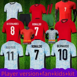 2024ユーロカップポルトガルポルトガルサッカージャージーロナウドSバルマルドB.Fernandescamisa de Futebol J.Moutinho Joao Felix Pepe Football Shird Men Kids Kit Player+ファン