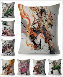 CUSHionDecorative Pillow Chinese Ink One Piece Luffy Ace Pillow Case Cushion Cover för soffa Hembil 45x45cm Dekor Linen Japan ANI6515583