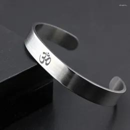 Bangle rostfritt stål om yoga manschett för män silverfärg buddhist öppna armband punk smycken gåvor