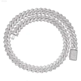 Hochwertiger Schmuck 925 Silber Full VVS Moissanit Diamond Box Schnalle Baguette Cuban Link Chains für Herren