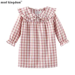 Pyjamas Mudkingdom Rüfende Kragen Girls Pyjama Plain Long Sleeved Childrens Pyjama Kleid Peter Pan süßer Pyjama Girls Pajamal2405