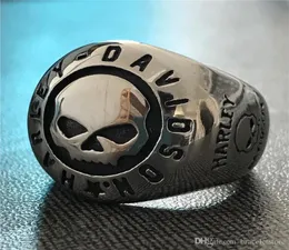 5pcslot Size 713 Motorbiker Polish Skull Shield Ring 316L Stainless Steel Cool Men Boys Motorcycles Skull Ring1443645