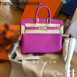 H Platinum Bag Home Manual Bk Wachs Faden Lychee Muster Togo Calfskin Handtasche Lässige Damenhandwerk handgefertigtes echtes Leder