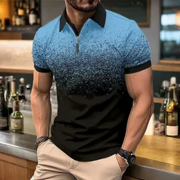 Men's Polos Postage Hot new male 3D printed gradient short sleeved set spring/summer business casual polo shirt mens Q240508