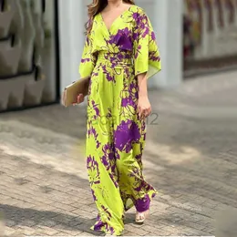 Casual Dresses Designer Dress 2024 Summer New Women's Fashion Elegant Print Loose Bat Sleeves High Waist jumpsuit Plus size Dresses