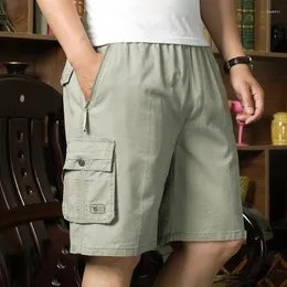 Herren Shorts große Pocket Fracht komfortable Outdoor -Sport -Jogging Tactical Summer Elastic Taille reine Baumwolle Freizeitarbeit