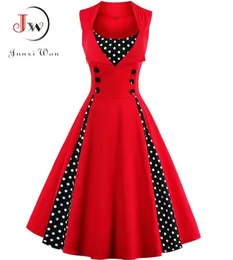 S4XL Women Robe Retro Vintage Dress 50s 60s Rockabilly Dot Swing Pin Up Summer Party Dresses Elegant Tunic Vestidos Casual 210705365989