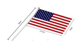 미니 아메리카 국립 핸드 플래그 2114 cm 미국 별과 축제 축제를위한 줄무늬 깃발 퍼레이드 일반 선거 OWE68498247214