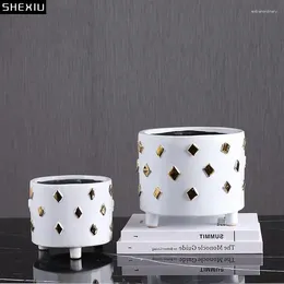 Wazony minimalistyczne złocone doniczki kwiatowe dekoracyjny ceramiczny wazon hydroponiczny aranżacja porcelanowa nordycka dekoracje domu nowoczesne
