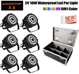 6IN1 Road Case Pack Stage Light Light Light 24x18W LED RGBWAP 610 канал для DJ KTV Disco Party Bar 6 PC 110V223399770