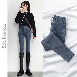 Frauen Jeans 2024 für Frauen dünne hohe Taille Stretch Feminino Hosen weibliche Denim -Blue -Hose Bleistift Trouse Pant A302