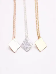 Trendy style square pendant necklace Classic Brushed Surface Design Geometric figure necklaces Gold Silver Rose Three Color Option5422374