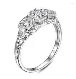 Cluster Rings Pure 925 Silver 3 Stone Ring Mossanite For Women With GRA Cericate Wedding Engagement Bridal Handmade Jewelry Female Gift K6747177