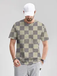 2024 New Men's T-shirt Classic Checkered Pattern Quick Drying Cloth Slim Fit Urban Fashion Summer Top Size s-4XL DDTXA71