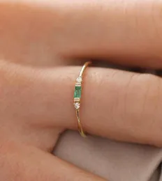 Alyans LKN Amazon İstek Avrupa ve Amerikan Gül Altın Kadın Emerald Zirkon Kaplama 18k Nişan Yüzüğü3518535